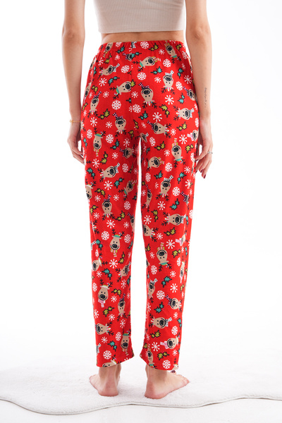 Arvin Pijama Kadın Desenli Yumuşak İpeksi Dokulu Lastikli Bel Pijama Altı