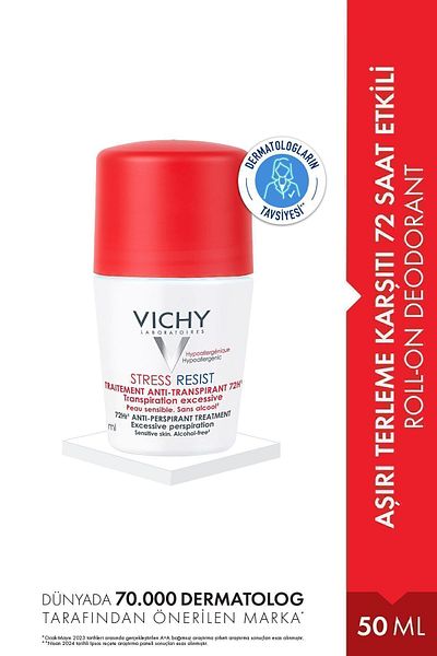 Vichy مقاوم للتوتر - مزيل العرق للتحكم المكثف، نشاط لمدة 72 ساعة، 50 مل