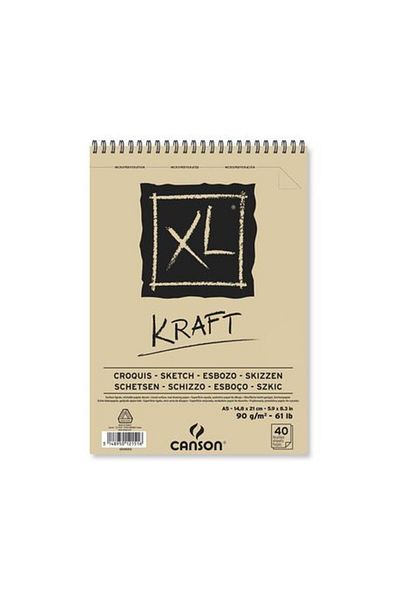 Canson Xl Kraft Notebook Spiral 40 pages A5 90gr Brun