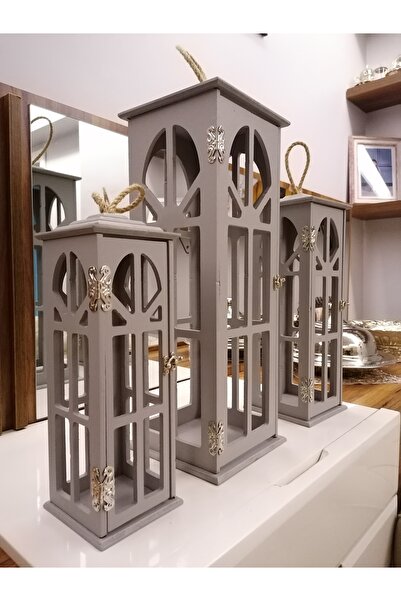 CNR 3'lü AHŞAP FENER MUMLUK (VİZON GRİ)