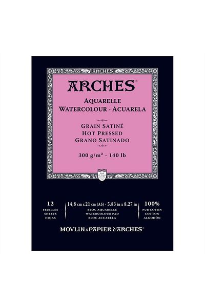 Arches دفتر ملاحظات بألوان مائية - نسيج عادي - 300 جرام. A5- 12 Yp.