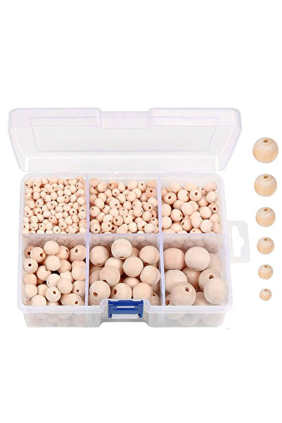hobi24 Doğal Ahşap Boncuk Seti, 1105 adet ahşap boncuk 6 farklı Boy