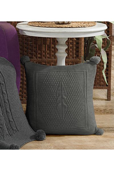 DOUX HOME Tricotaj Față de pernă tricotată Husă de pernă 45 X 45 (ANTRACIT)
