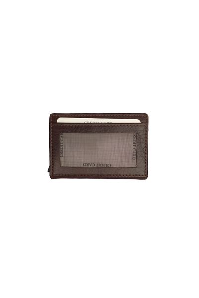 Ancora Leather Мъжки портфейл от естествена кожа - автоматичен картодържател, механизъм, кафяв 1
