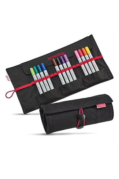 SenseBag حقيبة أقلام سوداء مكونة من 18 قطعة