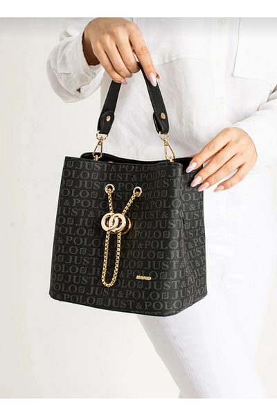 Just Polo Women's Black 3 Compartment Hand and Shoulder Bag TM1122