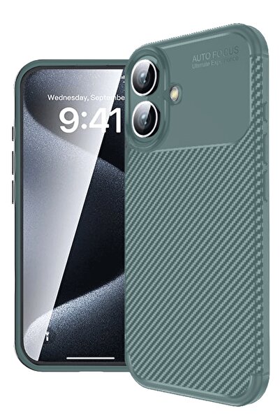 Rivor Apple iPhone 16 İçin Uyumlu Kılıf Kamera Korumalı Darbe Emici Karbon De...