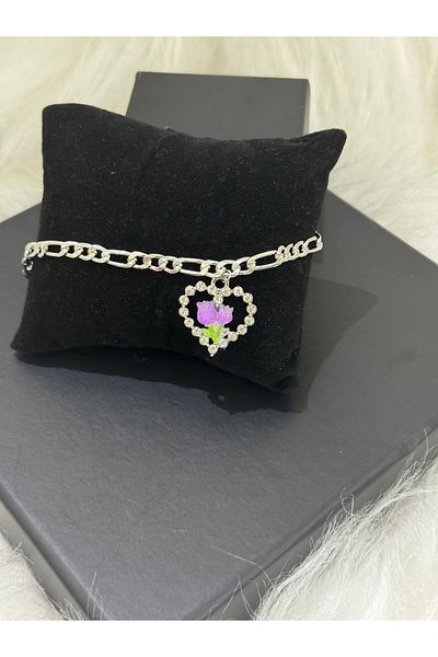 Hediyedukkani Dear Heart and Tulip Detailed Steel Companion Bracelet - 1 Piece