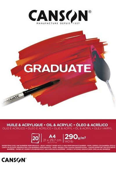 Canson 20 Sheets Graduated Oil Paint and Acrylic Notebook - 290Gr A4