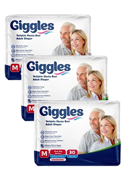 giggles Belbantlı Yetişkin Hasta Bezi Orta Boy M Beden 30 Lu X 3 Adet