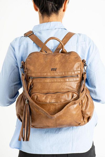 Baginn Y.S.Δερμάτινο γυναικείο σακίδιο πλάτης Μαλακό συνθετικό δέρμα Λειτουργική χρήση ώμου και σακίδιο πλάτης Vegan 35*25
