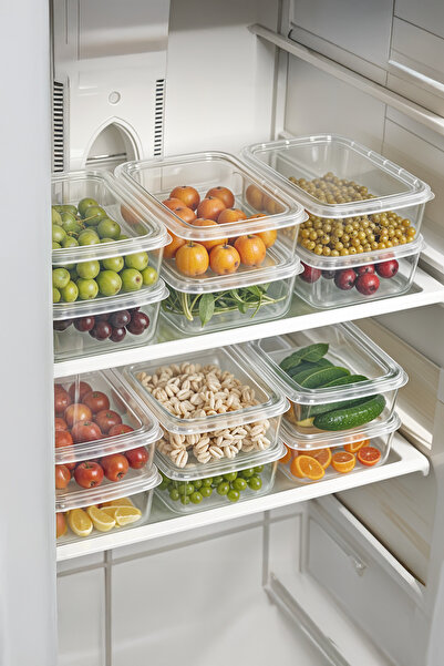 Milenay Refrigerator Storage Organizer, with Lid, Suitable for Microwave and Freezer, 12 Pieces 1350ml