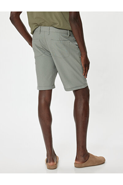 Koton Bermuda Şort Chino Cepli Paça Detaylı Keten Karışımlı