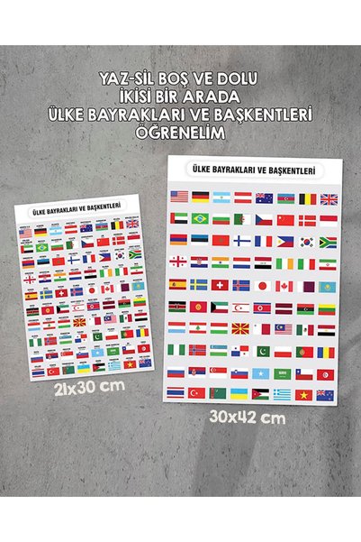 Ayışığı Dizayn Pvc Yaz-sil 2'li Ülkeler Ve Başkentleri Öğren Oyun 21x30 Ve 30...
