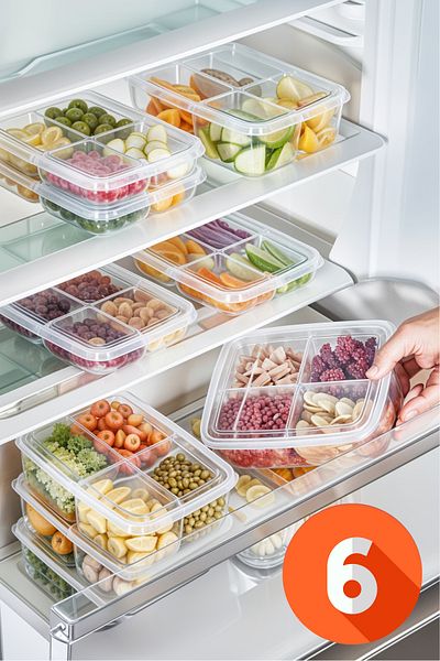 Milenay Refrigerator Storage Organizer with Lid, Suitable for Microwave and Freezer, 6 Pieces 1000ml
