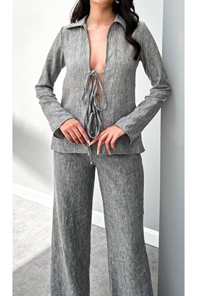 Cardella طقم مكون من قطعتين مع كيمونو قصير وبنطلون وتفاصيل دانتيل