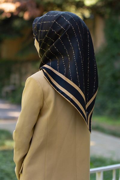 Vissona Αποκλειστικό μεταξωτό μαντήλι Twill - Μαύρο και χρυσό 60442-0011