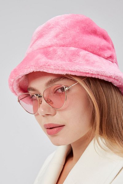 derikem Plush Bucket Women's Fisherman's Hat Soft and Furry Women's Hat