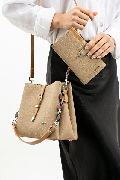 Just Polo Sand Tan Women's Hand and Shoulder Bag - Combination 4014Mh