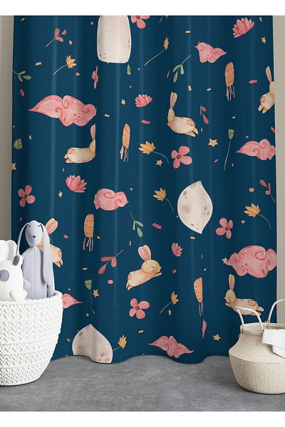 Filamente High Quality Single Wing Background Curtain - Children's and Baby's Room Printed Fabric (Child Room Curtain)