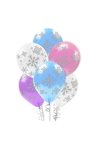 Adana Pasta Malzemeleri BALLOON SNOWFLAKES - SNOWFLAKE PRINTED 10 PIECES