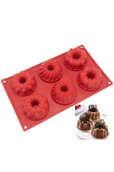 Adana Pasta Malzemeleri قالب سيليكون لصنع المافن ذو الفتحات BT-021، عبوة من 6...
