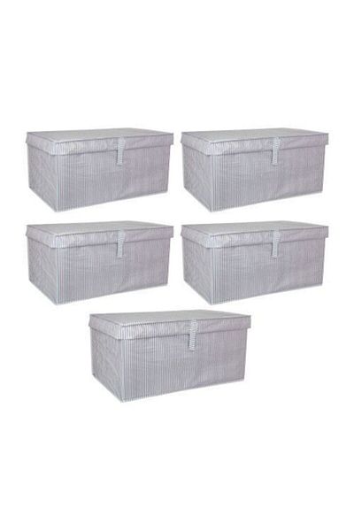 Turkco 5 τεμάχια Grey Mega Box - Θήκη πλυντηρίου πολλαπλών χρήσεων με καπάκι για αποθήκευση και οργάνωση