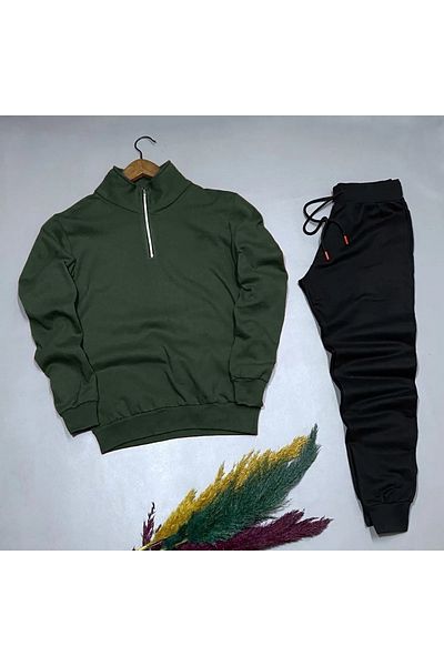 NewCabin Sweat din bumbac kaki sezon nou - Set de 2 pantaloni de trening negri