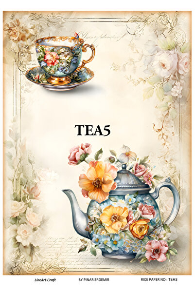 LİNEART إبريق الشاي، نمط الكوب، سلسلة الشاي، ورق تزيين الأرز، 29 × 42 سم، رقم...