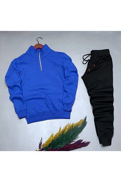 NewCabin New Season - Half Zippered Black Cotton Saks Sweatshirt and Sweatpants Set of 2