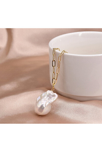 dalya Gerçek Barok inci uçlu zarif inci kolye