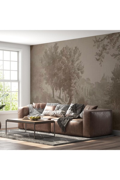 Home Soft ağaçlar ve malikane poster duvar kağıdı