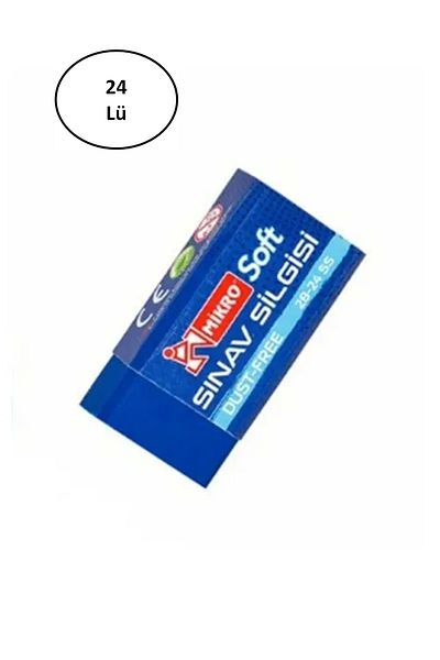 Mikro 2B-24Ss Soft Dust-Free - Pack of 24 Blue Exam Erasers