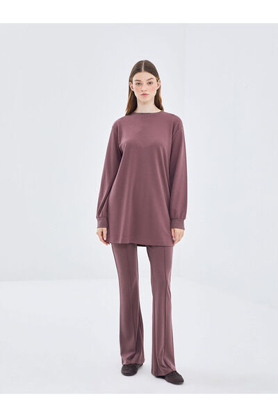 LC Waikiki Lw - Bisiklet Yaka Desenli Kadın Sweatshirt Tunik