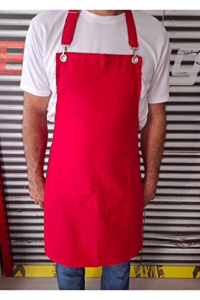 Derycollection مريلة مطبخ الشيف الحمراء، قماش طارد للسوائل مقاوم للبقع