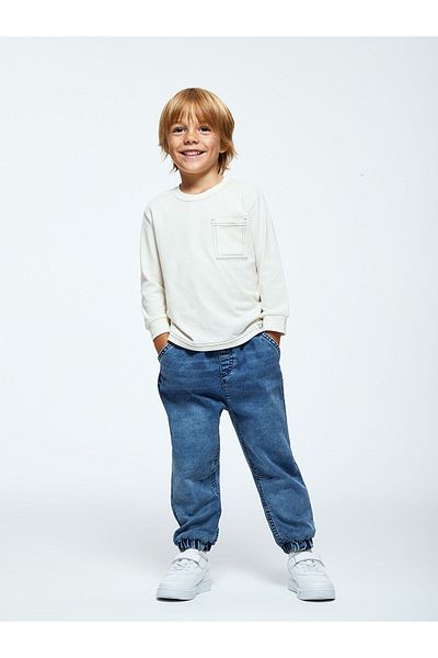 LC Waikiki Middle Indigo Rodeo Elastic Waist Basic Boys' Jean Pants