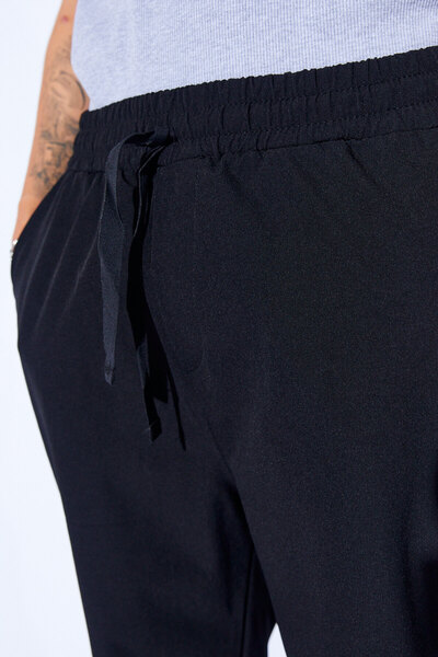 Manche Paraşüt Esnek Likralı Baggy Kesim Beli Lastikli Erkek Pantalon Jogger | Siyah MANW611015-1