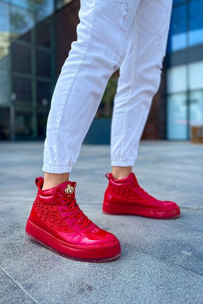Paolo Zaccardi P973 Majesty Lace-Up Ορθοπεδική Σόλα Καθημερινή Λουστρίνι Ανδρικές Αθλητικές Μπότες RKT Red