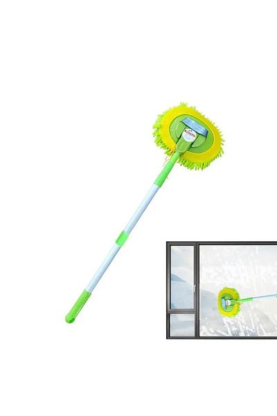 Canderel 2in 1 Microfiber Brush - Multifunctional Glass Window and Auto Car Cleaning Mop with Spare Cloth
