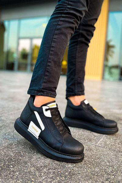 Paolo Zaccardi P131 Frogner Lace-Up Ορθοπεδική σόλα Casual Skin Ανδρικά αθλητικά μποτάκια CST Μαύρο/Λευκό