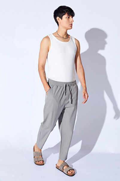 Manche Paraşüt Esnek Likralı Baggy Kesim Beli Lastikli Rahat Kesim Erkek Pantalon Jogger | Gri MANW611015-1