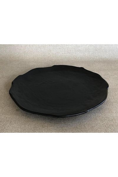 Hasyılmaz Melamine Flat Round Serving Plate Black 27cm - Melamine Plate