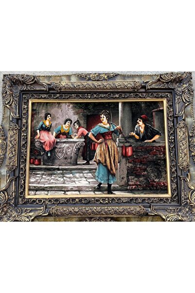 Hasyılmaz Geleneksel Çeşme Aşkı Temalı İran Tebriz Halı Tablo 98x78cm - Duvar...