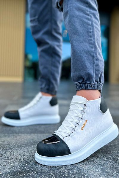 Paolo Zaccardi P267 Roman Mirror Lace-Up Ορθοπεδική σόλα Daily Skin Ανδρικές αθλητικές μπότες CBT Λευκό/Ανθρακί