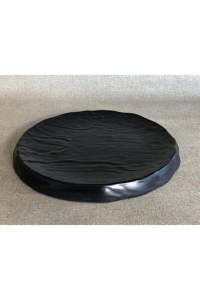 Hasyılmaz Melamine Flat Round Serving Plate Black 25cm - Melamine Presentation Plate