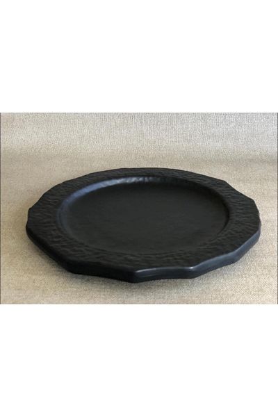 Hasyılmaz Melamine Cornered Serving Plate Black 25cm - Melamine Presentation Plate