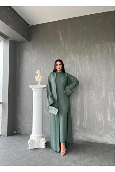 MAY MARA سترة نسائية منقوشة طويلة مكونة من قطعتين