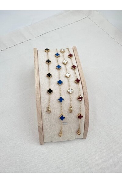 İlayda İllys Gold Cleef Model Siyah Mini Çelik Yonca Bileklik