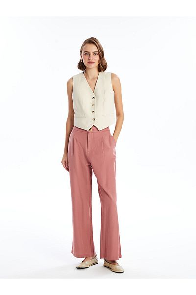 LC Waikiki LCW-Damenhose mit elastischem Bund, geradem, weitem Bein
