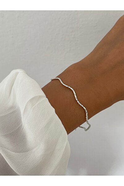 Lavian Accessories Gümüş Zarif İnce İşlemeli Detay Bileklik